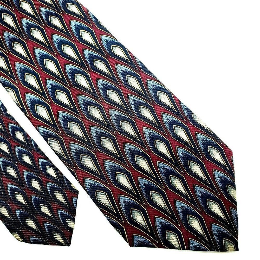 JZ Richards Parisian Silk Tie Dark Red‎ Geometric W